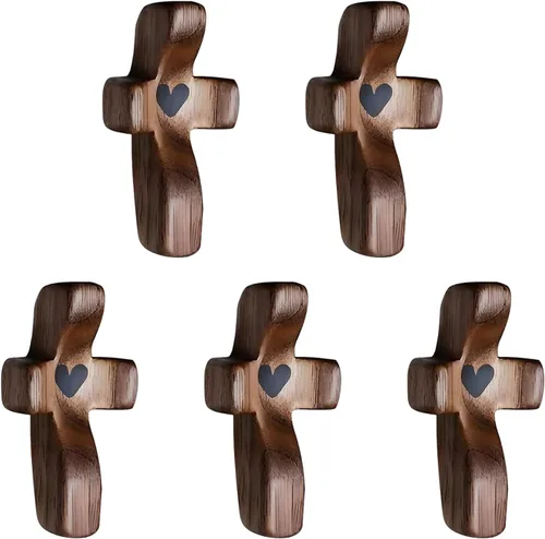 Miniatura 12 de Cruz de oración de bolsillo de madera, paquete de 105 cruces de madera de mano para iglesia, regalo cristiano, ministerio, regalos de escuela