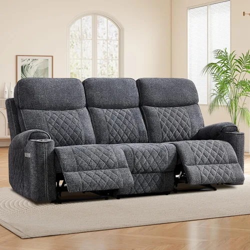 Miniatura 7 de EBELLO Sofá Sillón Reclinable Eléctrico, Sofá Reclinable Eléctrico de Tela de 3 Plazas con Portavasos, Puertos de Carga USB y Tipo C y Espacio
