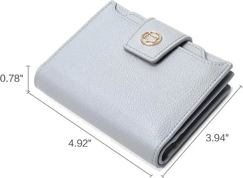 Miniatura 7 de FOXLOVER Cartera pequeña de piel suave para mujer, con bloqueo RFID, bolsillo con cremallera, tarjetero, con ventana de identificación