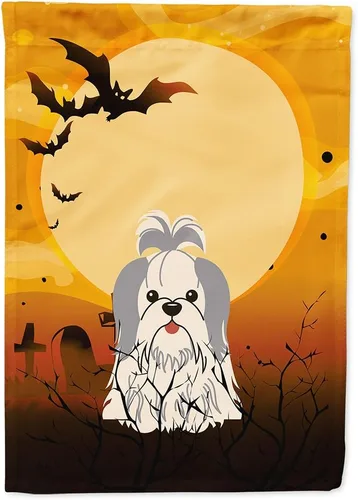 Miniatura 43 de Caroline's Treasures BB4307GF - Bandera de Halloween Airedale para jardín, bandera decorativa para patio exterior, obras de arte de patio, macizos