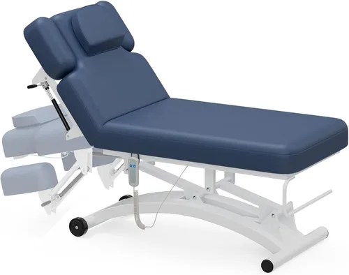 SyyBhb Mesa de masaje eléctrica profesional Hi-Lo con ruedas, respaldo ajustable Haydraulic hacia abajo para tratamiento/facial/belleza/spa/terapia