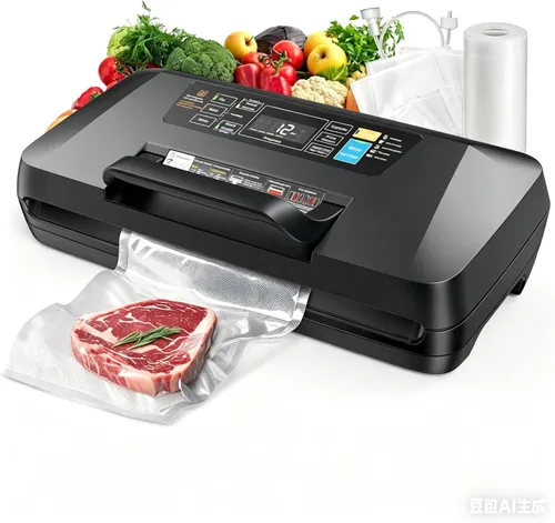 Máquina selladora al vacío de 95 KPa para alimentos, completamente automática con doble sellado térmico de 0.472 in, modos 10 en 1, cortador Plateado