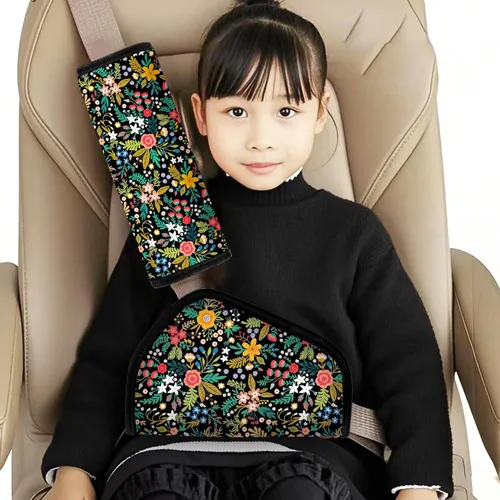 Miniatura 2 de Funda para cinturón de seguridad para niños, cojín para cuello y abdomen para niños, correas suaves y transpirables, soporte para asiento elevador