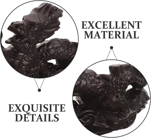 Miniatura 3 de Estatua de dragón chino – Figura de dragón tallada a mano de madera – Estatua de dragón de año nuevo chino 2024 de 4.7 in Fengshui Escultura