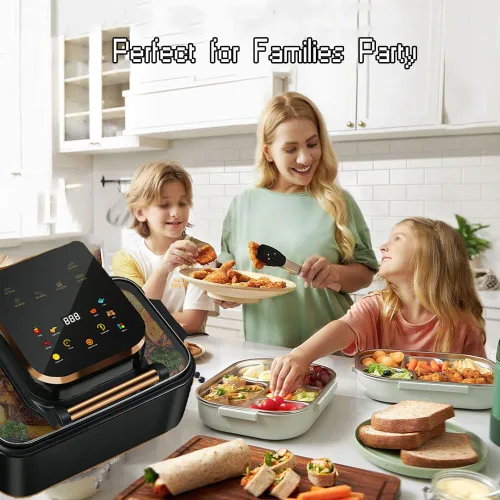 Miniatura 7 de Freidora de aire, freidora de aire visual de 12 l, horno inteligente de 1700 W con pantalla táctil digital sin aceite, temporizador y temperatura