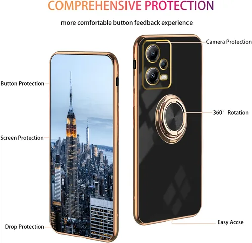 Miniatura 5 de Compatible con Xiaomi Redmi Note 12 Pro Plus Case Ring Holder Magnet Green, para Redmi Note 12 Pro Plus Funda de teléfono de silicona a prueba