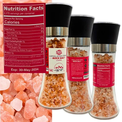 Miniatura 2 de Sal rosa del Himalaya de grano grueso a granel en frasco, cristales gourmet puros 100% naturales, contiene 84 minerales adecuados para exfoliantes