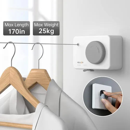 Miniatura 2 de Mbillion Tendedero Retráctil de 13.8 Pies de Servicio Pesado Línea de Secado de Ropa para Interiores y Exteriores Retráctil para Colgar Ropa