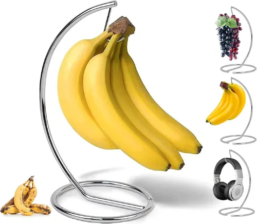 Soporte para árbol de plátano, soporte de acero inoxidable para colgar plátanos, soporte de árbol de plátano, cuenco de frutas para encimera de