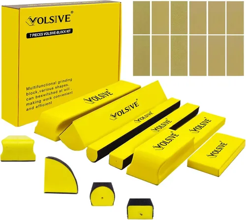 Miniatura 11 de VOLSIVE Juego de 7 piezas de bloque de lijado manual, almohadilla de lijado manual rectangular de mano, formas surtidas intercambiables de gancho