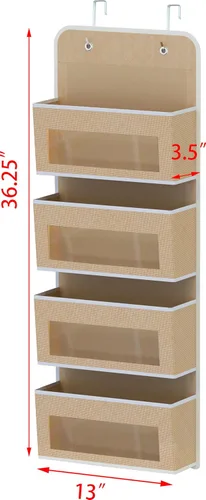 Miniatura 2 de Simple Houseware - Organizador colgante con 4 bolsillos con ventana transparente para puerta de armario, baño, despensa, color beige