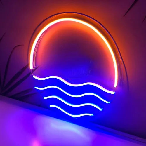 Miniatura 18 de Letrero de neón LED con diseño de puesta de sol y salida del sol, para decoración de pared, surf, océano, decoración de dormitorio, sala de estar