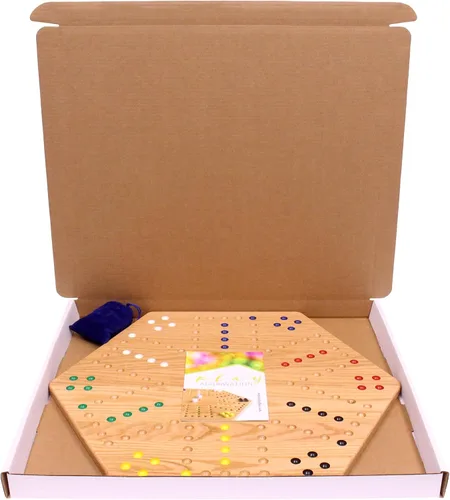 Miniatura 8 de Wahoo - Juego de mesa de juego de mármol de madera, grande de 24 pulgadas de ancho, madera de roble maciza, doble cara, con canicas grandes de 0.866