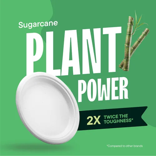 Miniatura 4 de Stack Man Platos de papel pequeños 100% compostables de 7 pulgadas, resistentes [paquete de 125] Platos desechables ecológicos de bagazo blanco