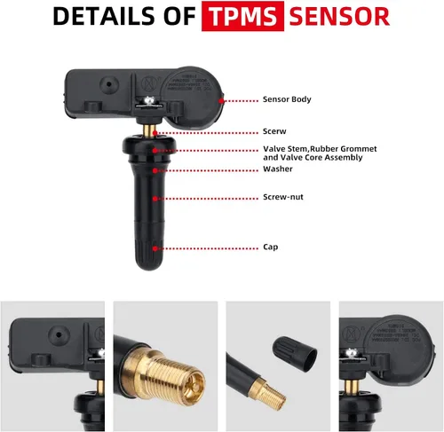Miniatura 4 de Paquete de 4 DE8T-1A180-AA 315MHz Sistema de Monitoreo de Presión de Neumáticos (TPMS) Sensor Compatible con Ford F150 C-MAX E150 E250 Edge Escape