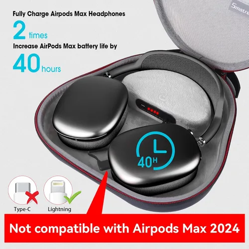 Miniatura 2 de Smatree Base de carga para Airpods Max solo para Airpods Max 1 generación, puerto Lightning, estación de carga de batería de 2000 mAh, bolsa