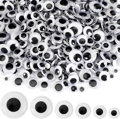 Miniatura 8 de UPINS 300 ojos ondulantes redondos de plástico negro autoadhesivos para decoración de manualidades, mixtos, tamaño grande, 0.157 in, 0.236 in, 0.315