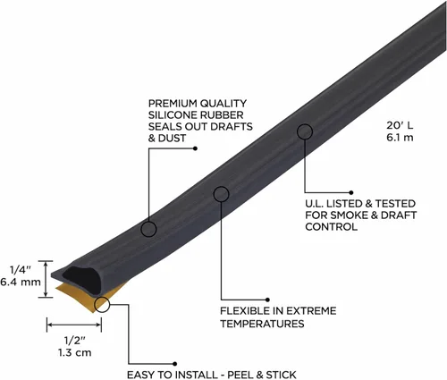 Miniatura 2 de MD Building Products 68668 Sello de silicona para puerta de 20 pies por 1/2 pulgadas, negro