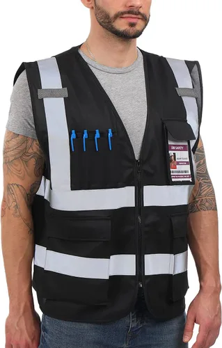 Miniatura 20 de Dib Safety - Chaleco reflectante ANSI clase 2, chaleco de alta visibilidad con bolsillos y cremallera, ideal para trabajo en construcción, alta