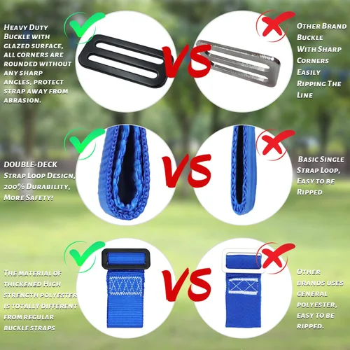 Miniatura 3 de Rainbow Craft Correas de hebilla Ninja Slackline – 8 trabillas extraíbles para colgar para entrenamiento de carrera de obstáculos ninja, accesorios
