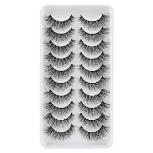 Miniatura 3 de JIMIRE Pestañas postizas de aspecto natural, pestañas postizas esponjosas y finas, pestañas de ojo de gato con banda fina, pestañas postizas