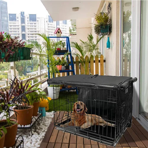 Miniatura 6 de Funda para jaula de perro de 48 pulgadas, funda grande para jaulas con 1, 2, 3 puertas, tela Oxford 600D impermeable para interiores y exteriores
