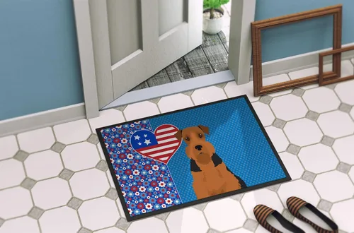 Miniatura 4 de Caroline's Treasures WDK5119JMAT Airedale Terrier USA - Tapete para interiores o exteriores, 24 x 36 pulgadas, tapete para puerta delantera