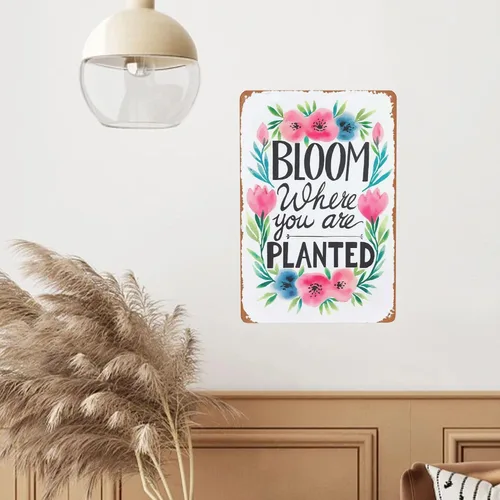 Miniatura 6 de Letrero de metal de inspiración de jardín, 8 x 12 pulgadas, "Bloom Where Planted", decoración rústica de pared para invernadero, porche y estética