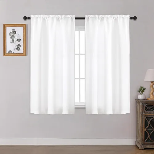 Miniatura 46 de OWENIE Cortinas de Cocina Negras Sobre Fregadero de 24 Pulgadas de Largo, Juego de 2 Paneles, Cortinas Cortas de Café con Textura Filtrante de Luz