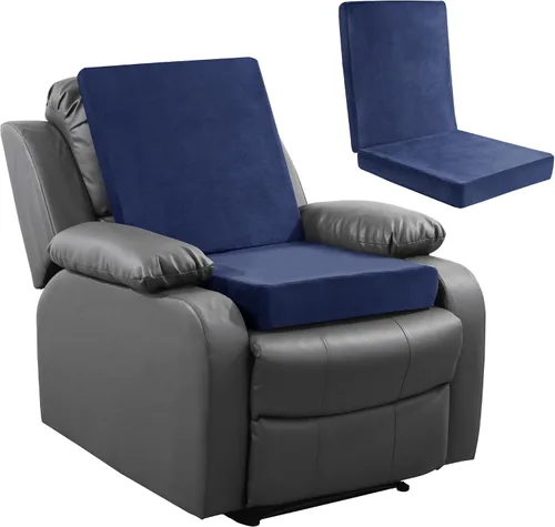 Miniatura 11 de HOMBYS Cojines de espuma para sillas reclinables para ancianos, almohadillas de silla de 4 pulgadas de grosor con soporte de respaldo para silla