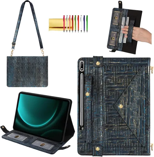 Miniatura 55 de Bolso Funda para Samsung Galaxy Tab S10 FE/S9 FE 10.9"/S9/S8/S7 11", Techcircle Folio con Soporte Cruzado, Billetera con Ranura para Lápiz S Pen