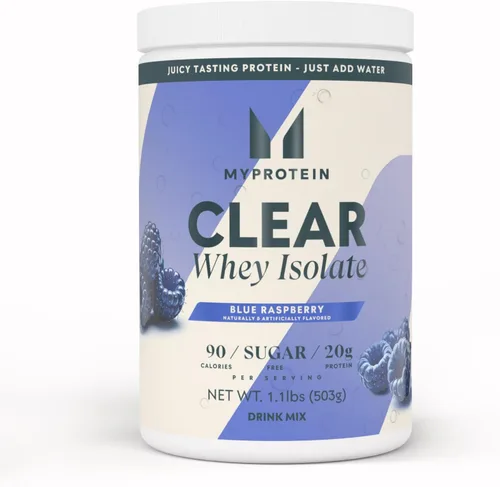 Myprotein Polvo de Proteína Aislada de Suero Claro, 20 Porciones (0.5kg) Sabor Frambuesa Azul, 20g de Proteína por Porción, Mezcla de Bebida