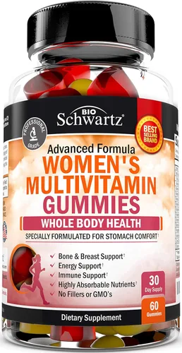 Gomitas multivitamínicas para mujer con vitamina A, C, B6, B12, vitaminas D y E para apoyo inmunológico, multivitamínico gomoso para mujeres para