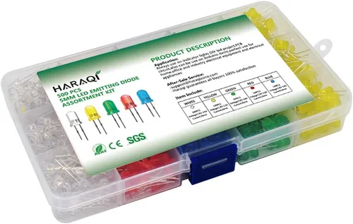 Miniatura 7 de Kit surtido de diodos emisores de luz LED de 500 piezas de 0.197 in para circuito de PCB de bricolaje Bajo voltaje, diodo difuso, para circuito