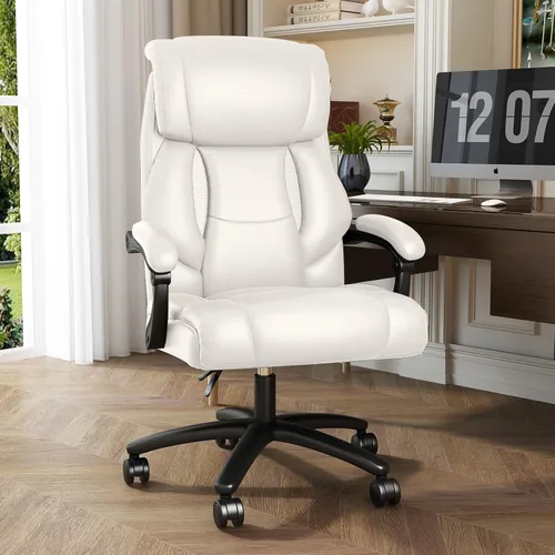 Miniatura 9 de Ollega - Silla de oficina ejecutiva reclinable grande y alta, 400 libras, cuero, color blanco Breathable waterproof desk chair for home office