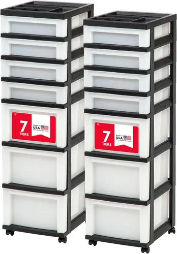 Miniatura 15 de IRIS USA Organizador de almacenamiento de plástico, movible con ruedas y 3 cajones, para el aula, artículos de manualidades, tocador, armario, baño