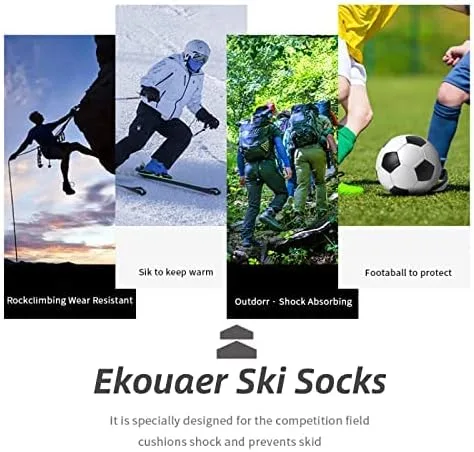 Miniatura 4 de Ekouaer Calcetines de esquí para hombres y mujeres esquí snowboard deportes de invierno hasta la rodilla cálidos transpirables paquete de 2 pares