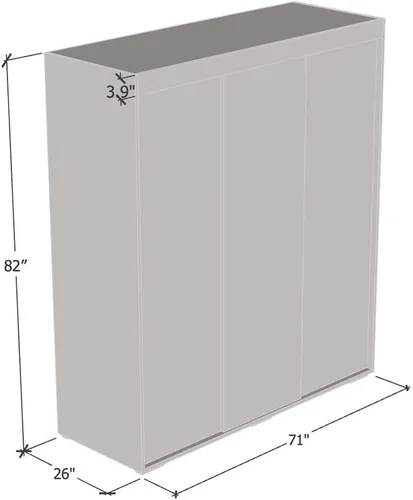 Miniatura 2 de Meble Furniture Aria - Armario 3D con todas las puertas de espejo, amplio almacenamiento con múltiples estantes, armario moderno para dormitorio, 82