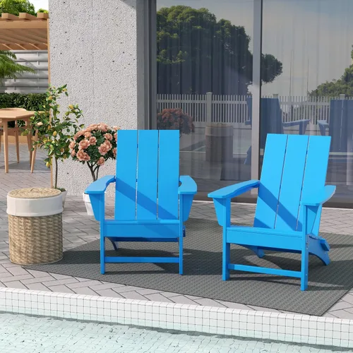 Miniatura 13 de WestinTrends Ashore - Silla plegable Adirondack moderna para exteriores (juego de 2), color marrón oscuro