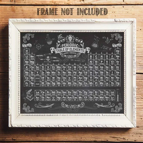 Miniatura 9 de Tabla periódica de elementos de 11 x 14 pulgadas, impresión sin marco, arte de pared de ciencia estilo pizarra, póster educativo de química y física