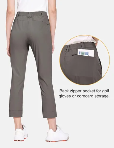 Miniatura 3 de BALEAF Pantalones de golf para mujer elásticos ligeros de secado rápido resistentes al agua con bolsillo con cremallera