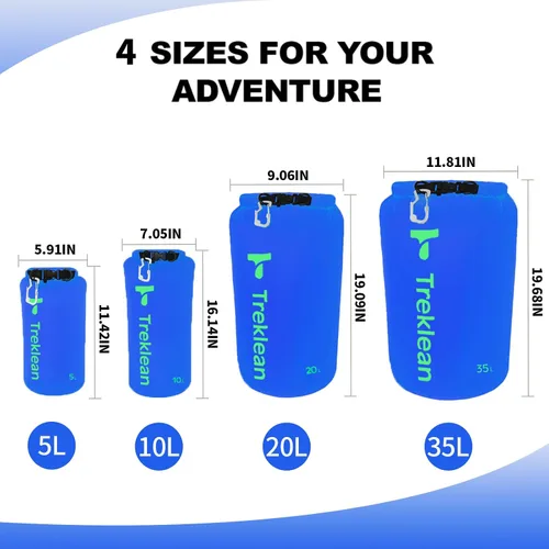 Miniatura 2 de Bolsas secas ligeras impermeables para kayak, 5L/10L/20L/35L, saco seco impermeable para viajes, barco, campamento, playa (azul, 10 L)