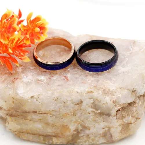Miniatura 5 de Anillo de acero inoxidable de 0.236in, sensible a la temperatura, para hombres y mujeres, chapado en oro rosa, aniversario, boda, cumpleaños