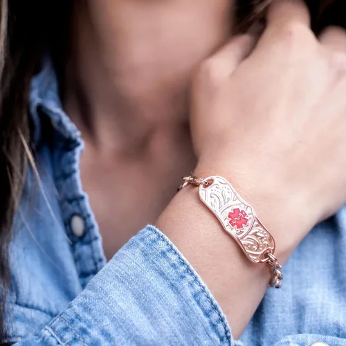 Miniatura 4 de Divoti Pulsera de identificación de alerta médica grabada personalizada para mujer