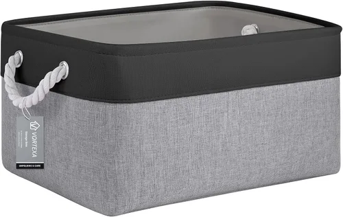 Miniatura 109 de Cestas de almacenamiento para estantes de 11.8 x 7.9 x 5.2 pulgadas, contenedores de almacenamiento plegables de tela con asas, organizador