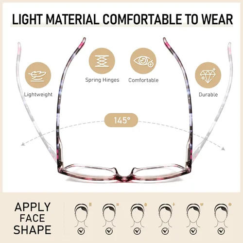 Miniatura 3 de SIGVAN Lentes de lectura para mujer, con bloqueo de luz azul, bisagra de resorte, diseño de moda, lentes con estampado para mujer Multicolor
