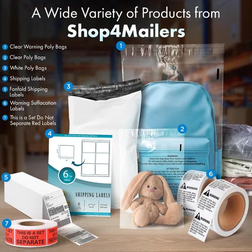 Miniatura 6 de Shop4Mailers Bolsa de polietileno transparente de 6 x 9 con advertencia de asfixia – Adhesivo autosellante, bolsa transparente de 1.5 mil para FBA