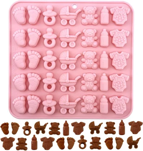 Miniatura 9 de 1 molde de silicona para chocolate de Navidad, hombre de jengibre, árbol de Navidad, Papá Noel, medias, muñeco de nieve y campana, moldes 3D