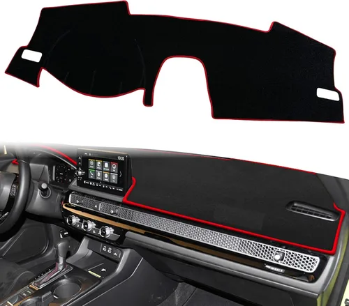 Miniatura 7 de Funda para salpicadero ajustable negra para consola central, tapete protector parasol compatible con Honda 11 Civic 2021 2022 Coupé (borde negro)