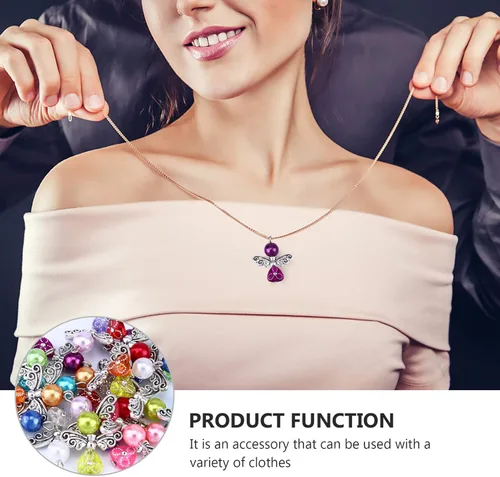 Miniatura 7 de Abaodam 20 piezas de dijes de ala de ángel colorido colgante de perlas perlas fabricación de joyas DIY accesorios para collares, pulseras y aretes